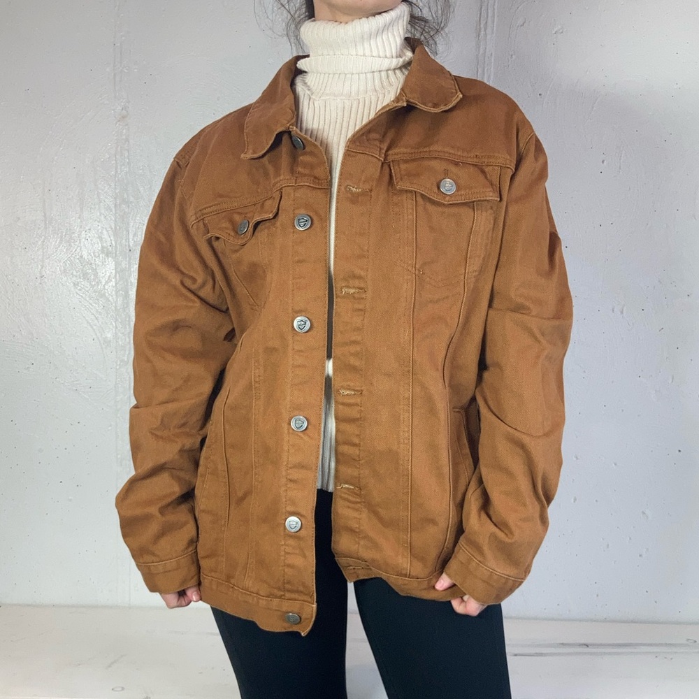 Tan Canvas Denim Button Down Jacket - image 2